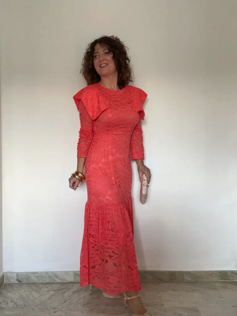 VESTIDO GUIPUR CORAL