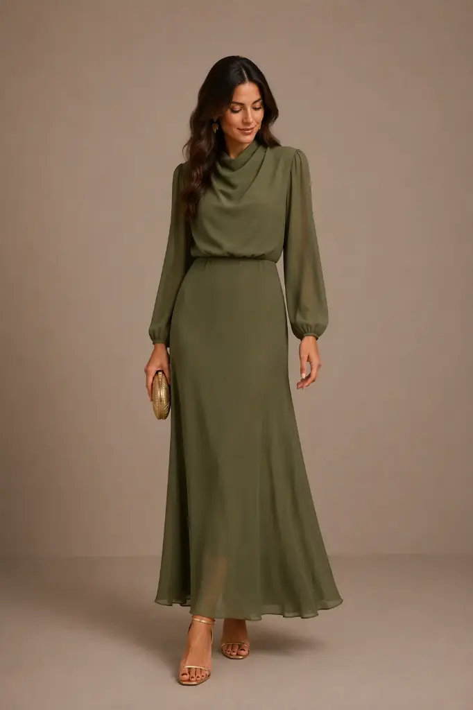 VESTIDO ROMANTIC VERDE OLIVA