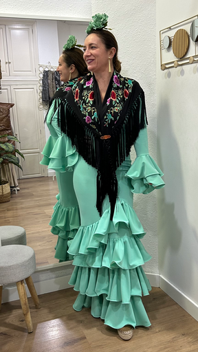 TRAJE FLAMENCA MACARENA VERDE AGUA