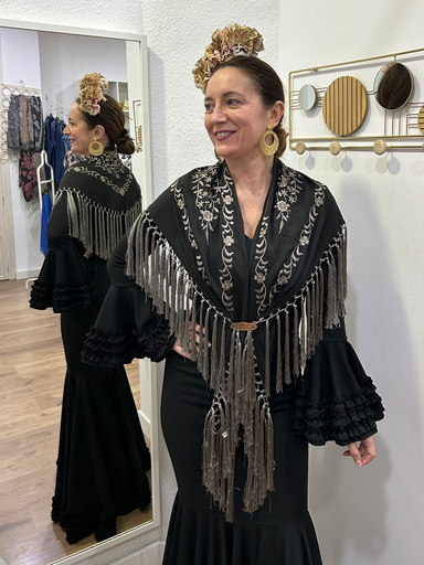 MANTÓN ALBERO NEGRO Y PLATA