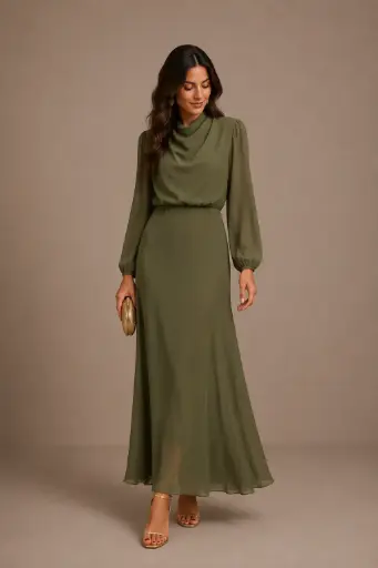 VESTIDO ROMANTIC VERDE OLIVA